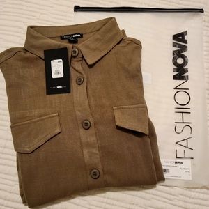 Brand new Fashion Nova Olive green jumpsuit, Size L